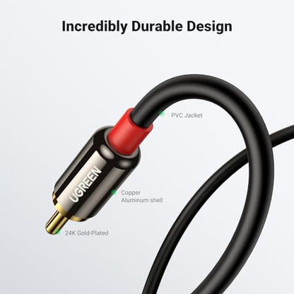 UGREEN 3.5mm to RCA Cable, 3.3FT 2RCA Male to Aux Audio Adapter, HiFi Sound (Pack of 2) - size: 3.3FT (Pack of 2)