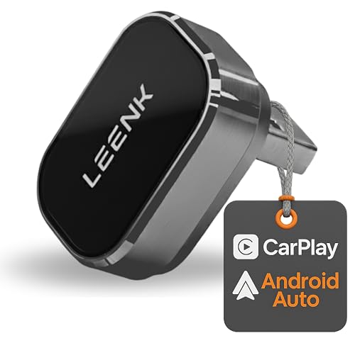 LEENK Wireless CarPlay & Android Auto Adapter [2025 Upgrade], Aero-Aluminum Body & 2.5D Glass | Sleek Plug & Play | Dual-Band 5GHz | 98% Compatibility with Wired CarPlay & Android Auto (Black)