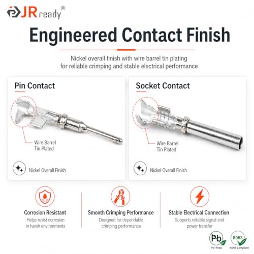 JRready ST6329-8 Deutsch DTM 8 Pin Connector(4 Sets), Size 20 Stamped Contacts 16-22 AWG for Harness Repair, Replacement, Automotive, Truck, Marine, Wiring Projects - size: 8 PIN