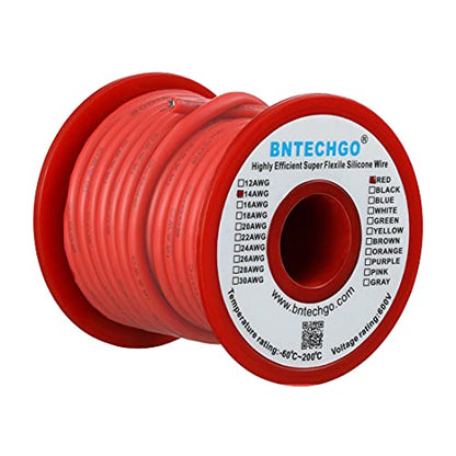 BNTECHGO 14 Gauge Silicone Wire Red 40ft Stranded Tinned Copper Wire - color: Red, size: silicone wire 40ft