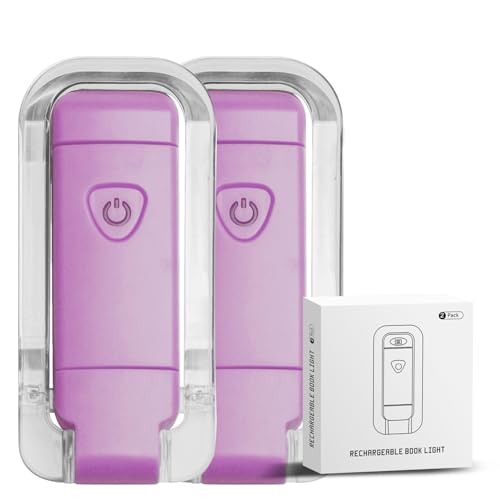 EGWASER Book Light for Reading in Bed, USB Rechargeable Clip on Book Lights, 3 Brightness Adjustable Dimmable Bookmark Light for Eye-Protection, Reading Lamp for Bookworms, Travel (2-Pack Purple) - color: 2-Pack Purple