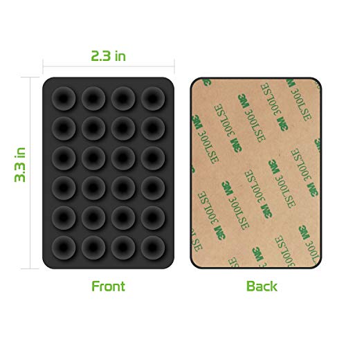 Cellet Multipurpose Mini Suction Cup Mat – 5 Pack | Strong 3M Adhesive | Dashboard, Phone, Battery Pack Holder | Compact 2.3" x 3.3" Grip Pads for Car, Home, & Travel