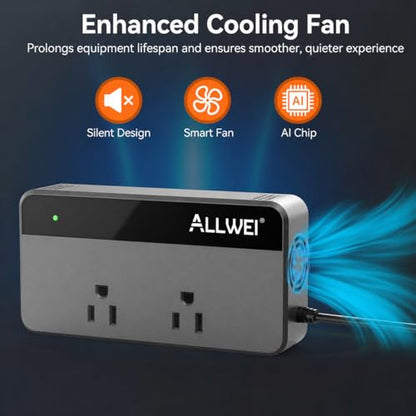 ALLWEI 200W Car Power Inverter 12V DC to 110V AC with USB C