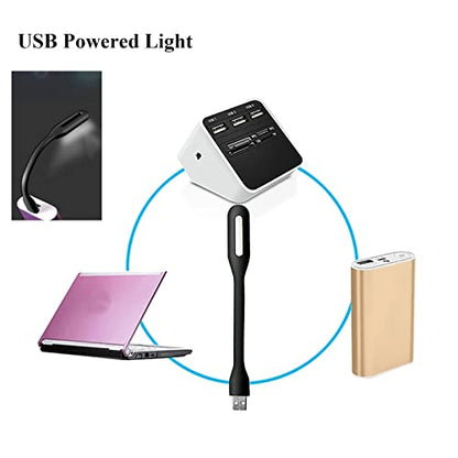 Mini Flexible Light, Portable USB Led Reading Night Lamp for PC Laptop Computer Notebook Power Bank - 2 Pack (Black) - color: Black
