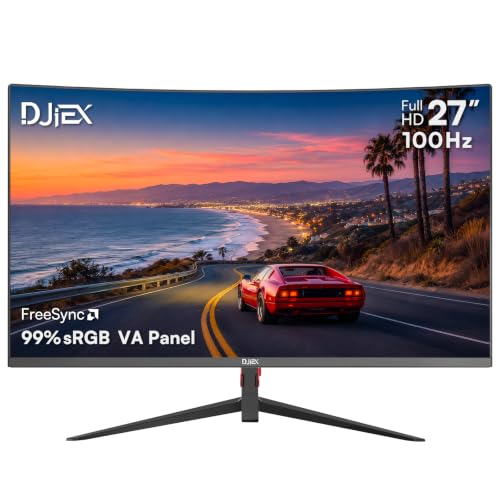 27 Inch Curved Monitor, FHD 1080P 100Hz Computer Display | 1800R VA Screen, 4000:1 Contrast, 99% sRGB, HDR10, FreeSync, HDMI, DisplayPort, VESA 100x100mm Monitor for Office, Study, Home PC - size: 27 inch
