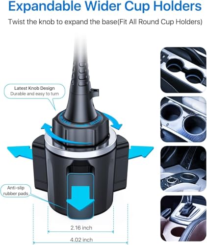 andobil Upgraded, Solidest 15in Cup Phone Holder for Car, Stable & Adjustable, Long Gooseneck Car Phone Holders for Your Car Truck Fit for iPhone 17 Pro Max 16 15 14 13 Pro Max, Grey - color: Gooseneck-Grey
