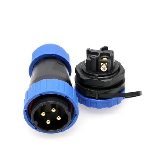 TY28 4 Pin Waterproof Connector IP67 45A Screw-Crimp Solder-Free, Male Female Cable Quick-Disconnect Plug Socket for Boat, Surfboard, Solar & Outdoor Power - color: Back nut, size: 4Pin 45A