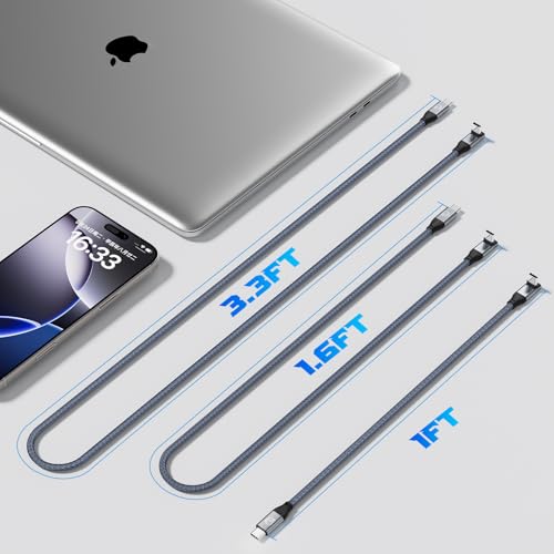 90 Degree USB C Cable 15ft, 90° USBC to USBC Monitor Cable 5K/4K 60Hz - color: Gray, size: 15ft