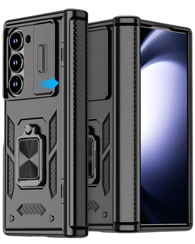 AICase for Samsung Galaxy Z Fold 6 Case [Heavy Duty Protective][Camera Lens Cover][Hinge Protection][360°Ring Magnetic Kickstand] Rugged Shockproof 360 Full Protective Phone Cover for ZFold 6 2024_5 - color: Black+Magnetic stand