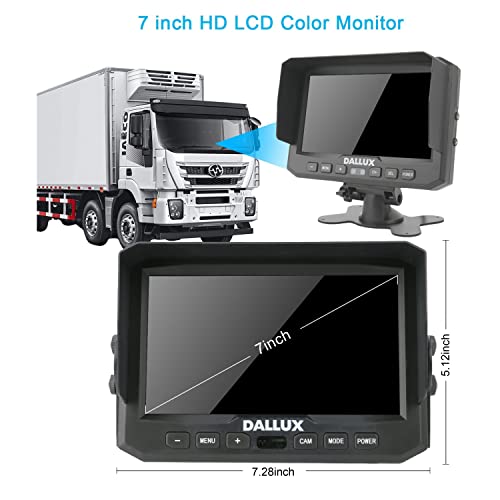 DALLUX Digital Wireless Backup Camera,7 inch DVR Monitor for Heavy Vehicle/5th Wheel Pickup/Truck/Trailer/Bus/Van/RV Camper/Agriculture with 1080P Stable Signal IP69K Reverse Rearview/Front Camera