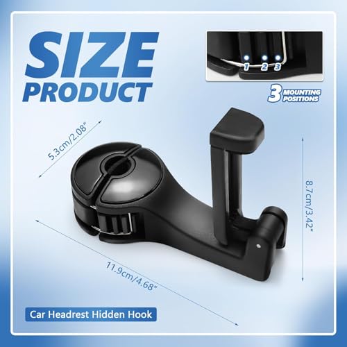 Generic 2-in-1 Car Seat Hooks with Phone Holder, Universal Fit, 2 Count, 33 lbs Capacity Each, Compatible with Car (Headrest), PORTABLE ELECTRONIC DEVICE MOUNT - color: Black, size: Seat Stand