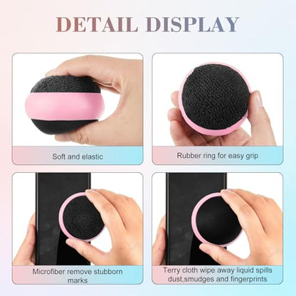 Suclain 4 Pack Screen Cleaner Balls Car Phone Screen Cleaning Cleaner Ball Microfiber Touch Cleaning Ball for Easter Computer Laptop Phone Monitor(Pink) - color: Pink