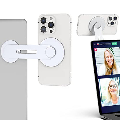 Adjustable Laptop Phone Mount, Magnetic Phone Holder - color: Silver