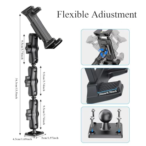 OHLPRO Tablet Mount for Truck - Heavy Duty Drill Base Tablet Holder for Car Dashboard, iPad Holder for All 5"-13" iPad Pro Samsung Galaxy Kindle fire Tablets and Car Wall etc. - 12-inch Arm - size: 12-inch Plastic Arm
