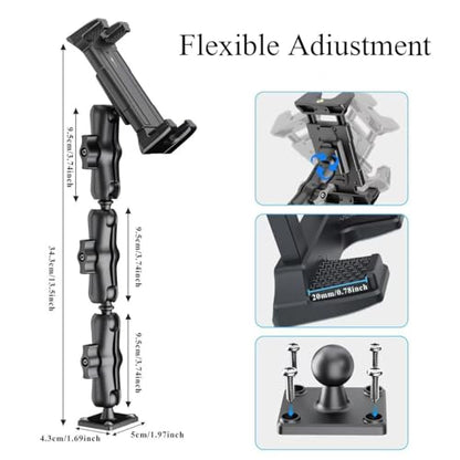 OHLPRO Tablet Mount for Truck - Heavy Duty Drill Base Tablet Holder for Car Dashboard, iPad Holder for All 5"-13" iPad Pro Samsung Galaxy Kindle fire Tablets and Car Wall etc. - 12-inch Arm - size: 12-inch Plastic Arm