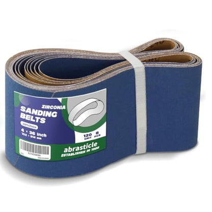 4" x 36" Zirconia Sanding Belts for Metal - 4 x 36 Inch Zirconia Metal Grinding Sand Paper, 8 PCS 120 Grits, Perfect for Knife Blade Sharpening, Metal Polishing, Derusting, Woodworking - size: 4" x 36" 120 Grit(8 pack)