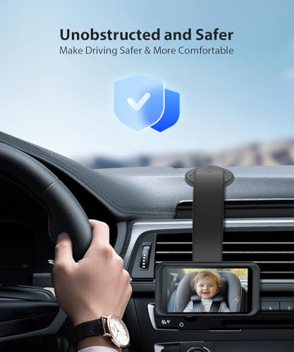 LUCKVIEW 17mm Ball Mount for Baby Car Camera - Adjustable Bendable Monitor Stand with Strong Adhesive Base, 360° Rotation, Fits Car Seat Monitor/Backup Camera/Dash Cam, Easy Install