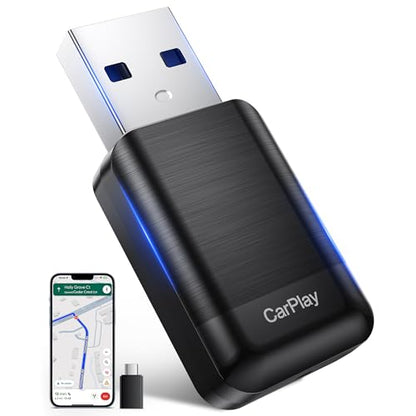 Wireless CarPlay Adapter for Apple iPhone, 2026 Convert Wired to Car Play Wireless, Plug & Play, Auto-Connect, Ultra Mini Car Play Adapter with USB A/C, No Latency for iPhone iOS 10+(2017+ Vehicles)