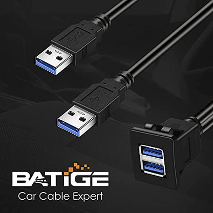 Dual Ports Square USB 3.0 Panel Flush Mount Extension Cable 3ft - size: 3ft