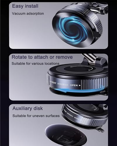 oricarmes Spinning Vacuum Magnetic Phone Holder 15W Fast Wireless Charger for All Smartphones & All Car Models Holds Like Glue on Bumpy Roads! FCC Certified car Phone Mount Magnetic