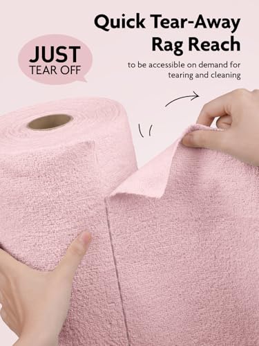 Fantasticlean Microfiber Cleaning Cloth Roll- 60 Sheets,12" (Pink,Lavender) - color: Lavender and Pink, size: 60 pack