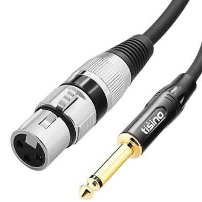 Tisino Female XLR to 1/4 (6.35mm) TS Mono Jack Unbalanced Microphone Cable Mic Cord for Dynamic Microphone - 25 FT/8 Meters - size: 25 feet