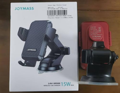 JOYMASS Wireless Car Charger, Phone Holders for Your Car, 15W Auto Clamping Phone Mount Car Accessories for iPhone 16 15 14 13 12 Mini Pro Max 11, Samsung Galaxy S24 Ultra S23 S22+ Note 20, etc - Red - color: RED