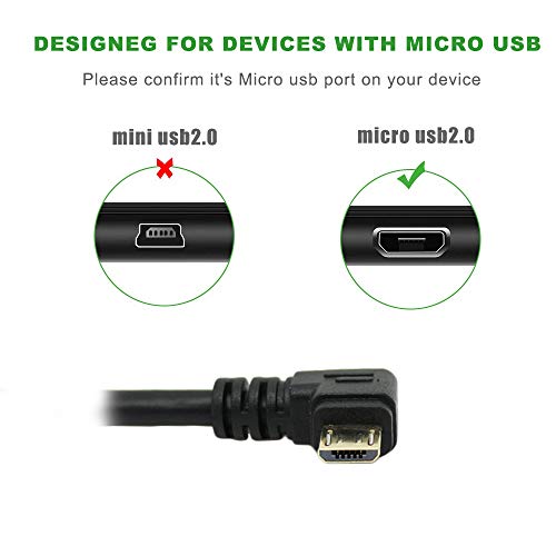 Micro USB Right Angle 90 Degree Cable Charging Extension Micro-B Male to USB2.0 Cable Data line with Gold Plated Connector Left/Right Angled 5.9inch (0.15m)