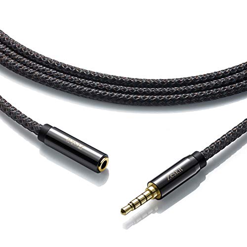 Zeskit Premium 3.5mm Jack Male to Female AUX Audio Extension Cable, TRRS 4 Poles for Headphones with Mic, Speakers - 6ft - size: 6 Feet