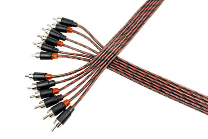 Alphasonik 17 Feet Premium 6 Channel Hyper-Flex RCA Interconnect Signal Patch Audio Cable with X-Radial Twist Wire Technology 100% Oxygen Free Copper Element Certified Multiple Applications FLEX-R66