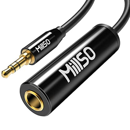 MillSO 1/4 to 3.5mm Instrument Cable, TRS Headphone Adapter 6.35mm Female to 3.5mm Male 1/8 to 1/4 Stereo Audio Adapter for Amplifier, Guitar, Piano, Speaker to Phone, Laptop, Headphone - 12inch/30cm - color: Piano Black, size: 1 FT