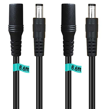 SIOCEN 2-Pack 6ft DC Extension Cord 5.5mm x 2.1mm Male to Female Power Cable for CCTV Security Surveillance Indoor IP Camera Dvr Standalone LED Strip,Car,12v DC Power Supply Plug Adapter