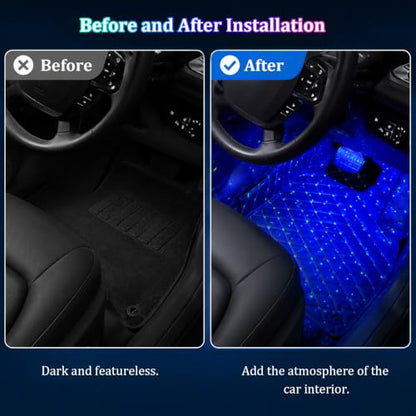 Car Interior LED Lights,4 in 1 RGB APP Control Automotive Under Dash Neon Ambient Lighting with USB Port,Music Sync Auto Footwell Lamp,Car Interior Atmosphere Light