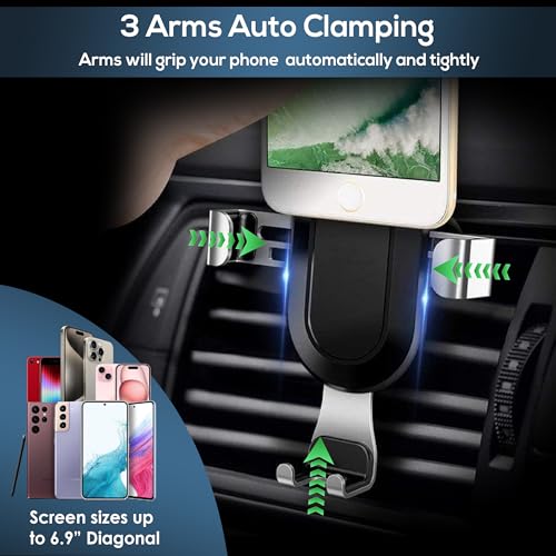 2024 Upgraded Wireless Car Mount Charger - Fast Wireless Car Charger for iPhone, Android, and Qi-Enabled Devices - Auto Clamping 360° Rotating Car Phone Holder