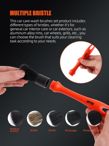 SPTA Car Detailing Brush Set, 5 Pack Soft Mixed Hair Auto Detail Brush Kit No Scratch for Automotive Elegant Surface Interior Exterior Dashboard Emblems Panels Engine Bay Wheels Air Vent Seat Leather - color: Car Detail Brush Set 5