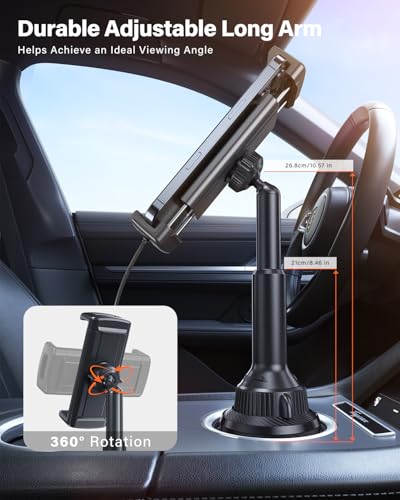 APPS2Car Sturdy Cup Holder Tablet Mount for Car, iPad Car Mount for Truck - size: 13 inch