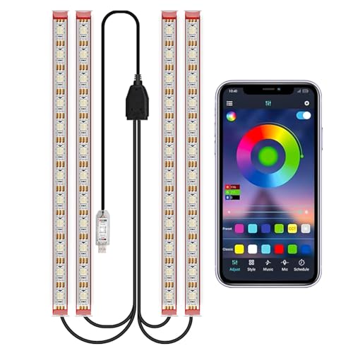 RGB Car LEDs Interior Lights with Smart APP Control,Under Dash Led Lights Kit with DIY Mode and Music Mode,5V LED Strip Lights for Cars, Trucks,Suvs
