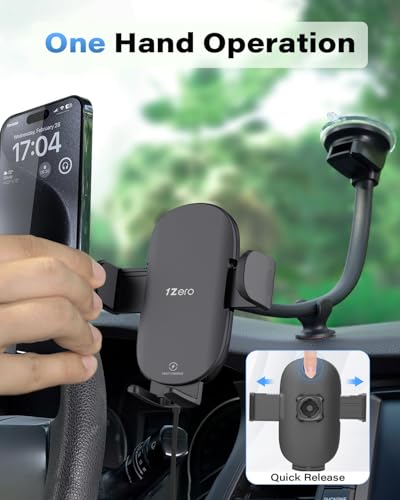 1Zero Solid Car Truck Phone Mount Holder 14" Arm Upgraded Wireless Charger - color: Upgraded Wireless Charger Holder