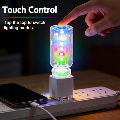 2PCS 7 Colors Car USB Lights,Mini Car USB Night Light Touch Dimmable Led Filament Lamp,Portable Glass Bottle USB Light Bulb for Vehicle,Bedroom,Hallway, Camping,Plug and Play