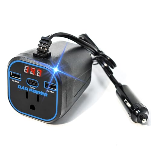 FAMIDGE 200W Car Power Inverter, car Outlet Adapter 12v to 110v, Car Outlet Adapter with Dual USB and Type-C, car Adapter for Plug Outlet, Laptop, CPAP, 2025 New Upgrated Overload Protection, Blue - color: 200W 2025 Upgrated Blue, size: Small