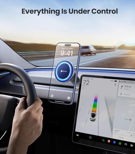 VICSEED Tesla Phone Mount【Strongest Magnet Power】 Foldable Hidden Tesla Phone Holder Fit for All Phones, Tesla Model 3/Y/Cybertruck Accessories, Tesla Model 3 Model Y for MagSafe Car Mount - Blue - color: Deep Blue