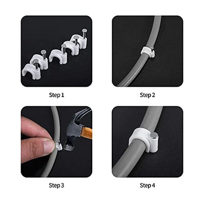 Abnii Cable Nails Clips, 400 Pcs, 4mm 6mm 8mm 10mm, Wire Wall Clips, White - color: White, size: 4/6/8/10mm-400pc