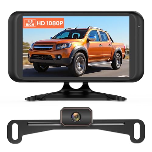 AUTO-VOX W5 Wireless Backup Camera: 4.5" 1080P Dual-Channel Monitor, Easy Installation, Stable Wireless Signal, IP69K Waterproof Color Night Vision Back Up Camera for Truck, Car, SUV, Van and Trailer - size: 4.5 inch-Single Camera