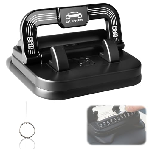 Car Phone Holder 360 Degree Rotation, 2-in-1 Dashboard Phone Holder & Parking Number Plate, Suction Cup Phone Mount with Anti-Slip Silicone, Adjustable Horizontal Vertical for All Phone