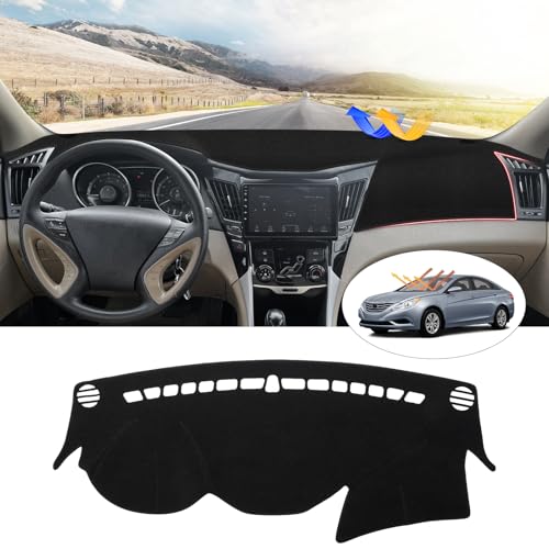 Sonata Dash Cover-Dashboard Cover for Hyundai Sonata 2011 2012 2013 2014 Accessories Suede Dash Mat for Sonata Anti-Glare and Sun Protection Back - size: Hyundai Sonata 2011-2014