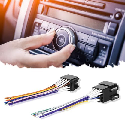 16 Pin Radio Wire Harness Adapter Male & Female - Fit for Freightliner 2004-2021, for Volvo 2004-2016, for Peterbilt 2006-2018, for Kenworth Stereo 2008-2020 (2-Pack)