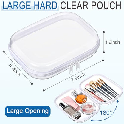 Sanwuta 6 Clear Hard Zipper Case, Clear, 7.87 x 5.9 x 2 Inch - color: White, size: 7.87 x 5.9 x 2 Inch