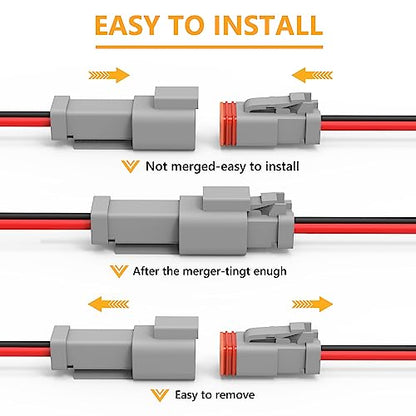 Newdeli Deutsch 2 Pin Connector Kit Waterproof Electrical Connector 16 AWG Male and Female Automotive Wire Connectors for Car Truck Boat, Dt Connector 6 Sets - size: DT Connector 6 Sets 2 Pin