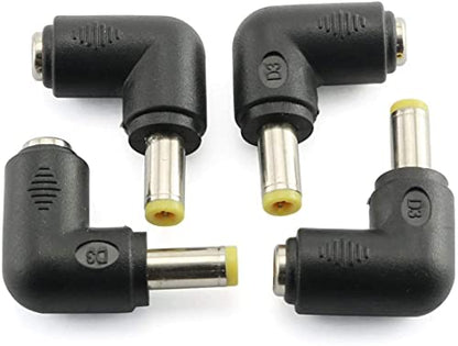 4pcs 90 Degree 5.52.1 Mm Male Jack to 5.52.5MM Female Plug Right Angle L Shaped DC Power Connector Adapter for Laptop - size: 5.5 x 2.5mm
