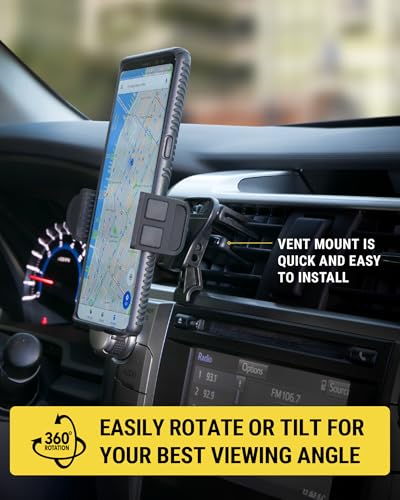 Scosche HVM2-1 Vent Phone Mount for Car, 360° Adjustable Cellphone Stand, Hands-Free Cell Phone Holder for Car Air Vent Compatible with iPhone 16/15/14/13/12 Series & Mobile Phones up to 3.5 inches - style: Vent